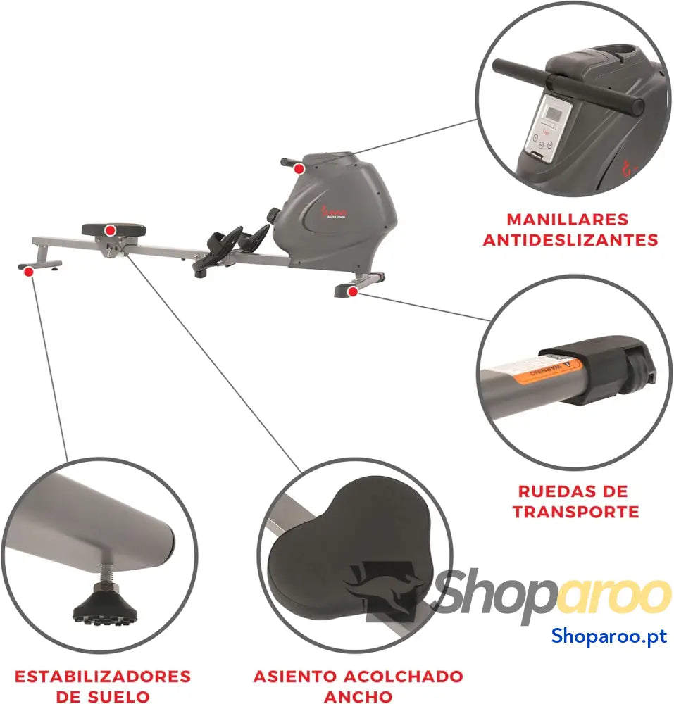 Máquina de remo magnética Sunny Health & Fitness compacto dobrável para o lar super silencioso e suave ligação opcional