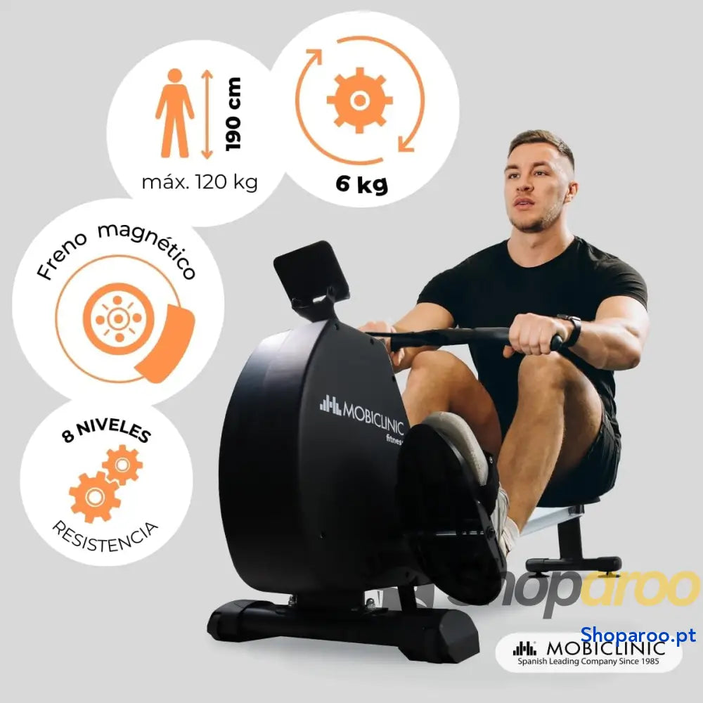 Máquina de remo Rowfit 8 níveis resistência silencioso magnético monitor LCD suporte para telemóvel até 120 kg volante