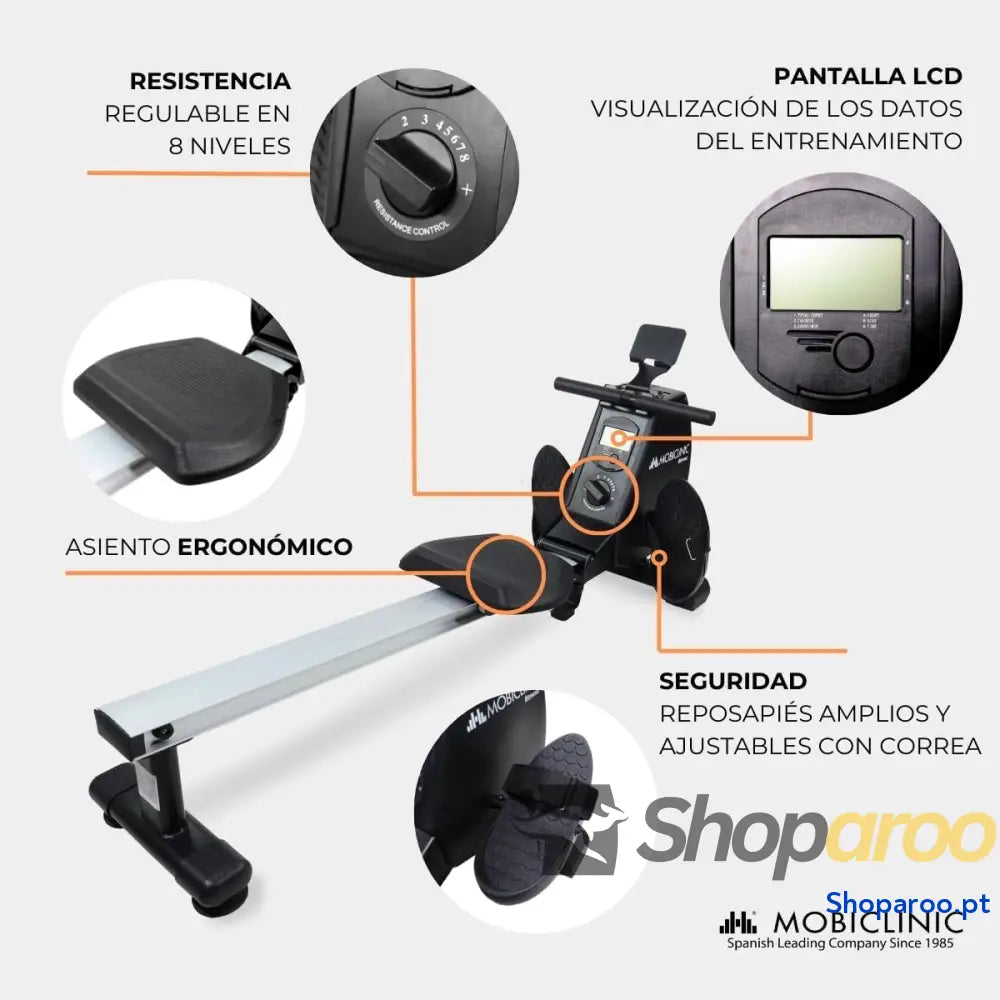 Máquina de remo Rowfit 8 níveis resistência silencioso magnético monitor LCD suporte para telemóvel até 120 kg volante