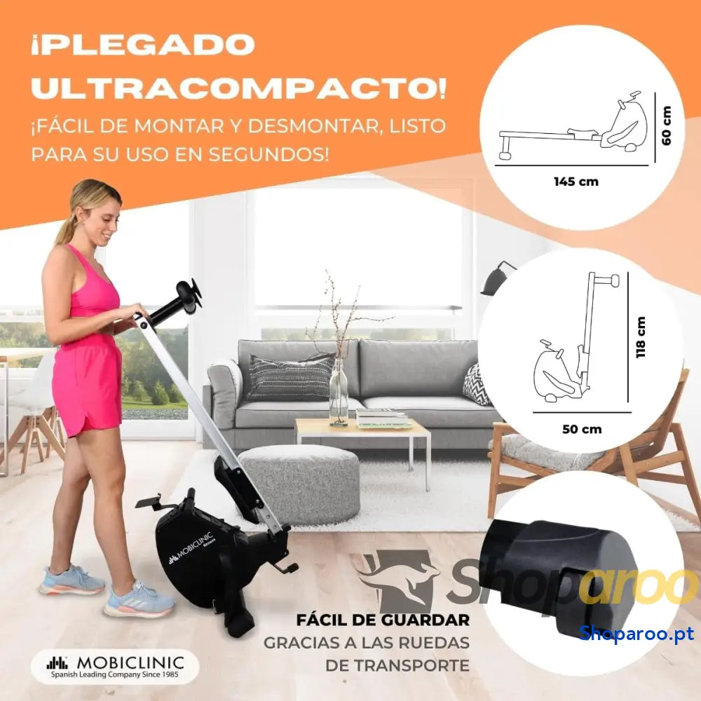Máquina de remo Rowfit 8 níveis resistência silencioso magnético monitor LCD suporte para telemóvel até 120 kg volante