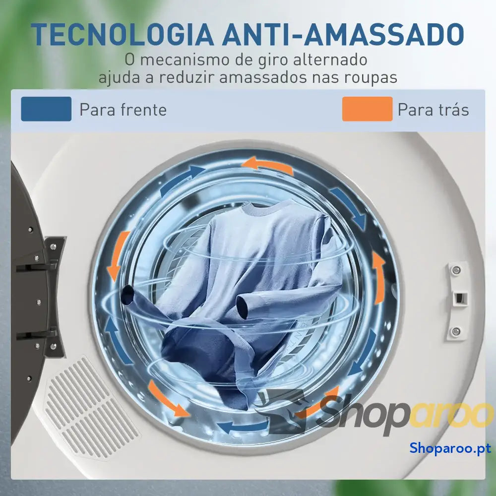 Máquina de Secar 4 KG 1000W Função Antirrugas Esterilizar Temporizador Ecrã LED Tátil Tambor Aço Inoxidável 49x43x61 cm