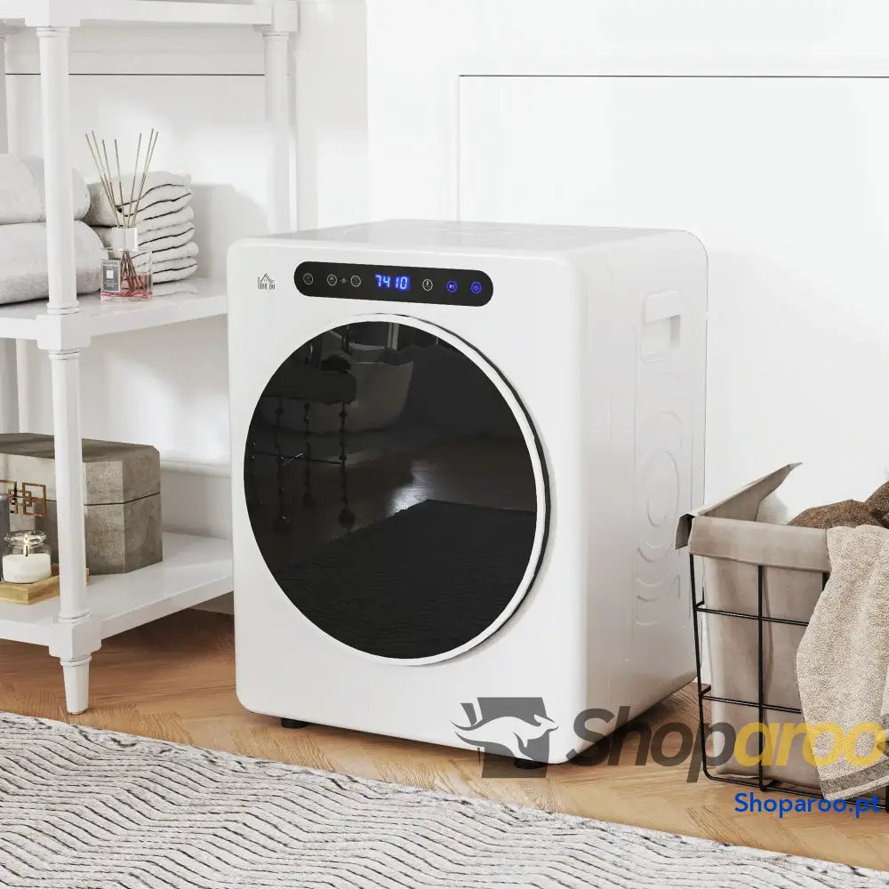 Máquina de Secar 4 KG 1000W Função Antirrugas Esterilizar Temporizador Ecrã LED Tátil Tambor Aço Inoxidável 49x43x61 cm