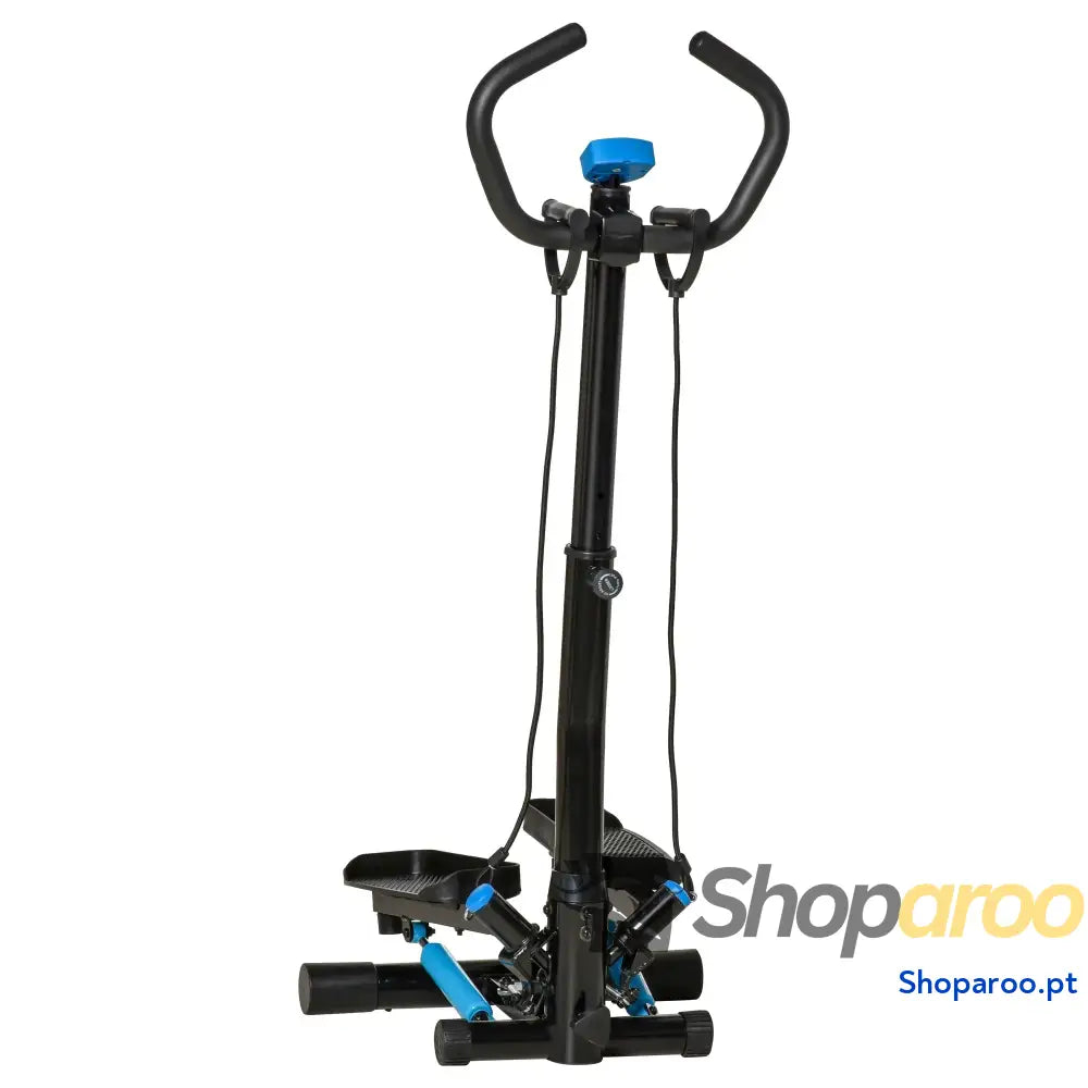 Máquina de Step Fitness com Guiador Ajustável em Altura Tela LCD Bandas Elásticas Pedais Antiderrapantes Equipamento