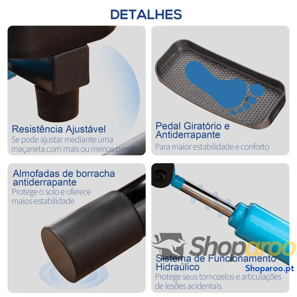 Máquina de Step Fitness com Guiador Ajustável em Altura Tela LCD Bandas Elásticas Pedais Antiderrapantes Equipamento