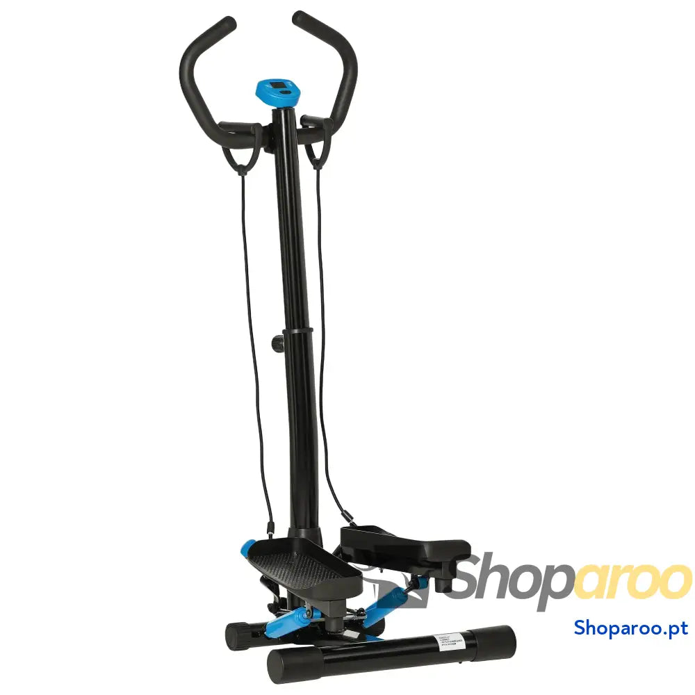 Máquina de Step Fitness com Guiador Ajustável em Altura Tela LCD Bandas Elásticas Pedais Antiderrapantes Equipamento