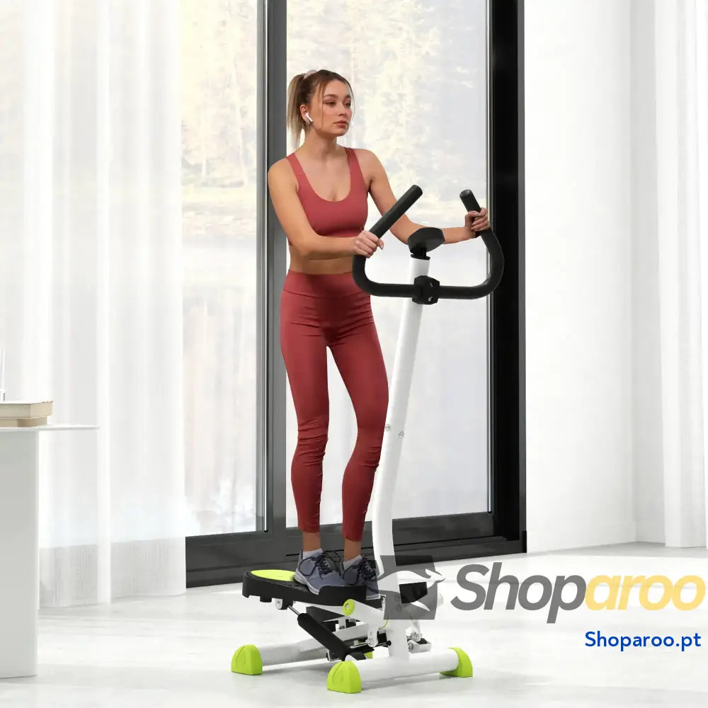 Máquina de Step Stepper Fitness em Casa com Tela LCD Alça e Pedais Antiderrapantes para Ginásio 55x44x108 cm Branco