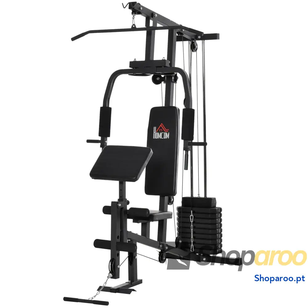 Máquina Multi Estação de Musculação com Estribo para Pernas e Placas Peso 45kg Treinamento Fitness em Casa Academia