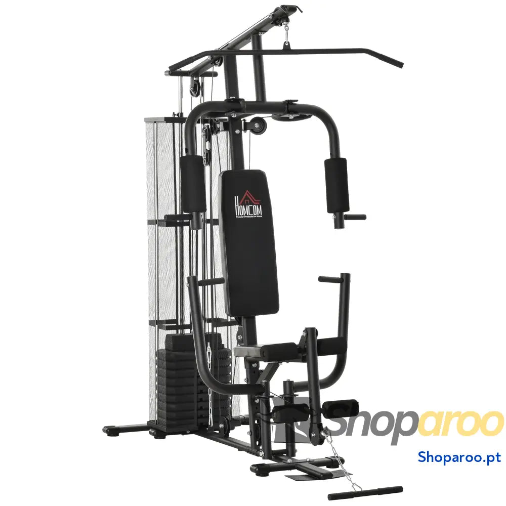 Máquina Multi Estação de Musculação com Placas Peso 45kg Carga Máxima 120kg para Treinamento Fitness 150x110x210cm Preto