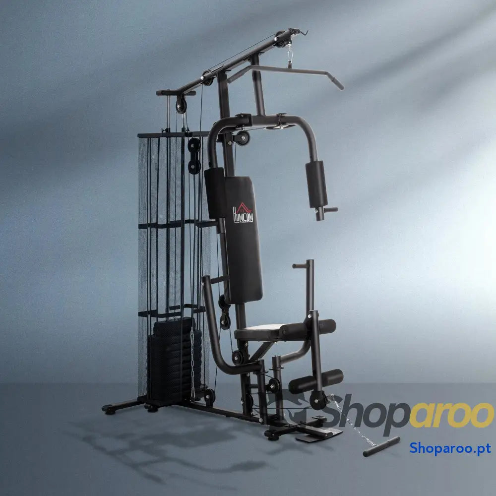 Máquina Multi Estação de Musculação com Placas Peso 45kg Carga Máxima 120kg para Treinamento Fitness 150x110x210cm Preto