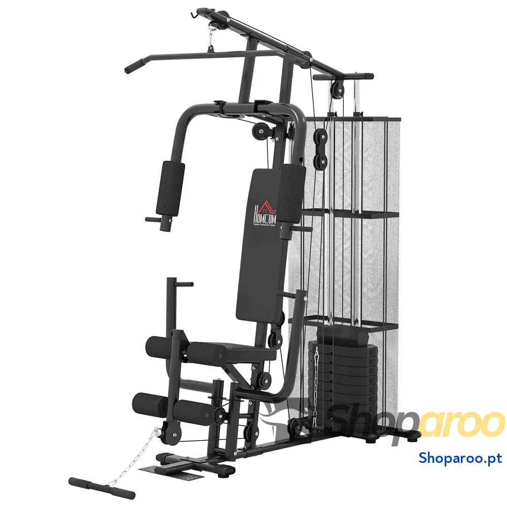 Máquina Multi Estação de Musculação com Placas Peso 45kg Carga Máxima 120kg para Treinamento Fitness 150x110x210cm Preto