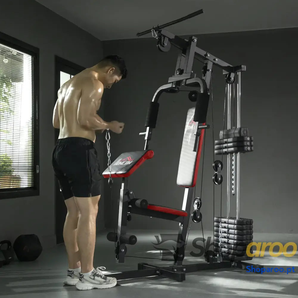 Máquina Multi Estação de Musculação 65 kg Shoparoo Preto para Casa