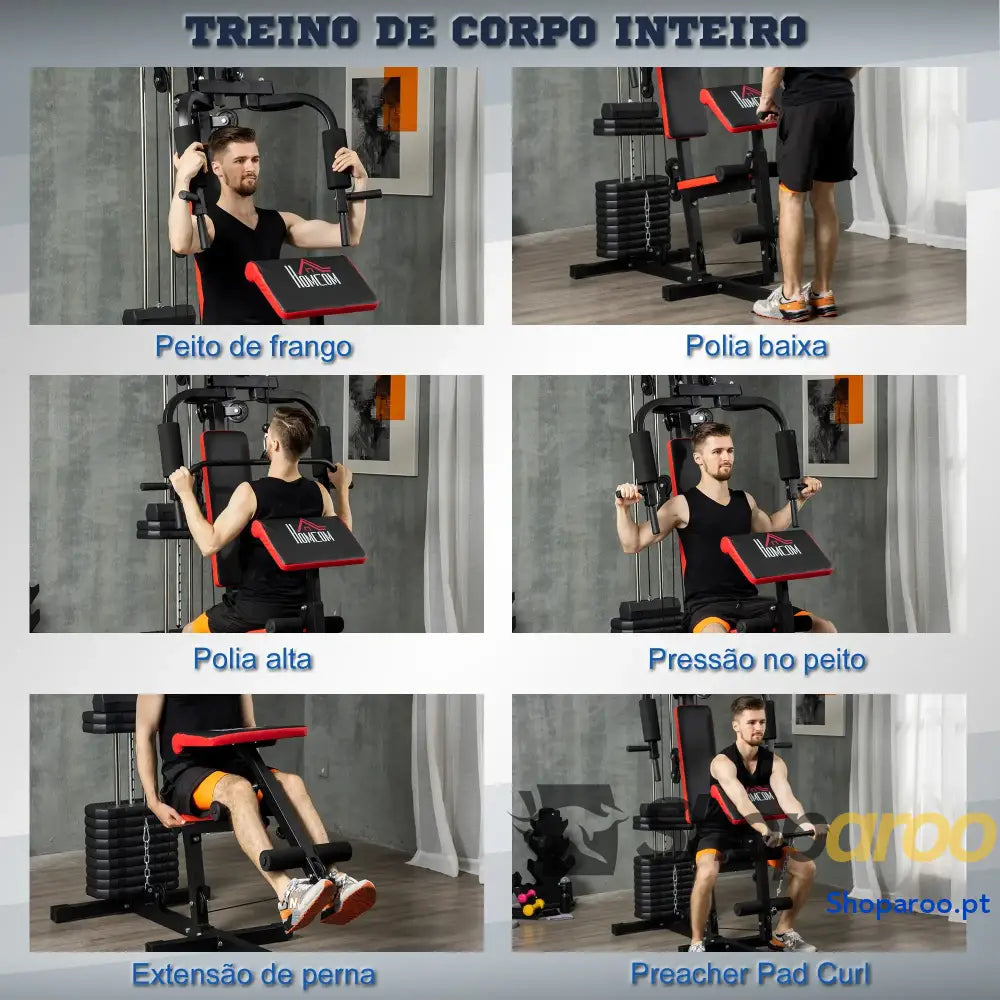 Máquina Multi Estação de Musculação 65 kg Shoparoo Preto para Casa
