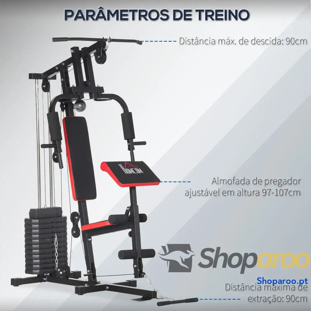 Máquina Multi Estação de Musculação 65 kg Shoparoo Preto para Casa