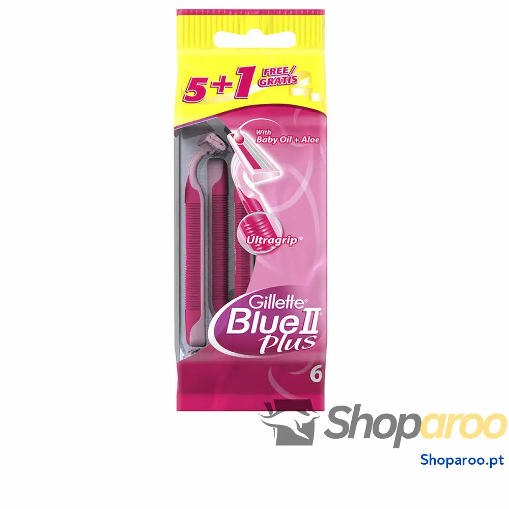 Máquinas de Barbear Descartáveis Gillette Blue II Plus 6 Unidades