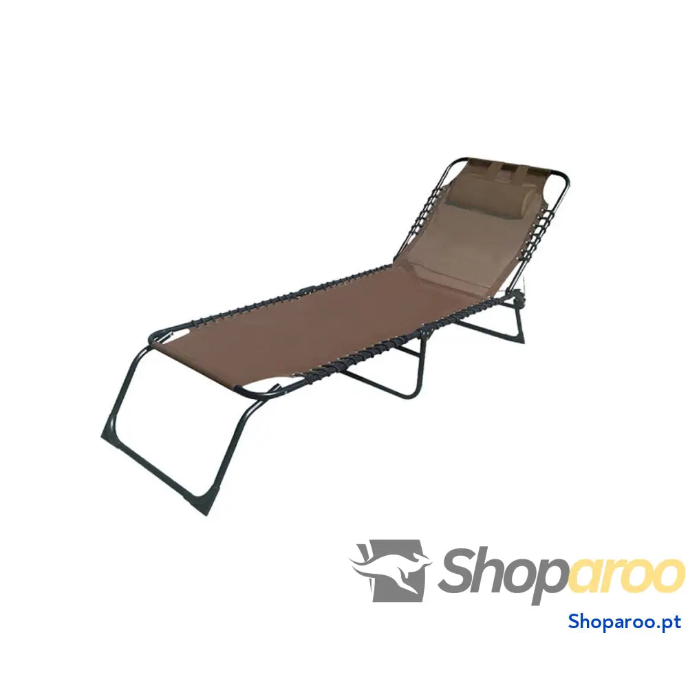Marbueno Cadeira de Aço Dobrável com Almofada para Jardim e Piscina 190X58X27 cm Marrom 10001