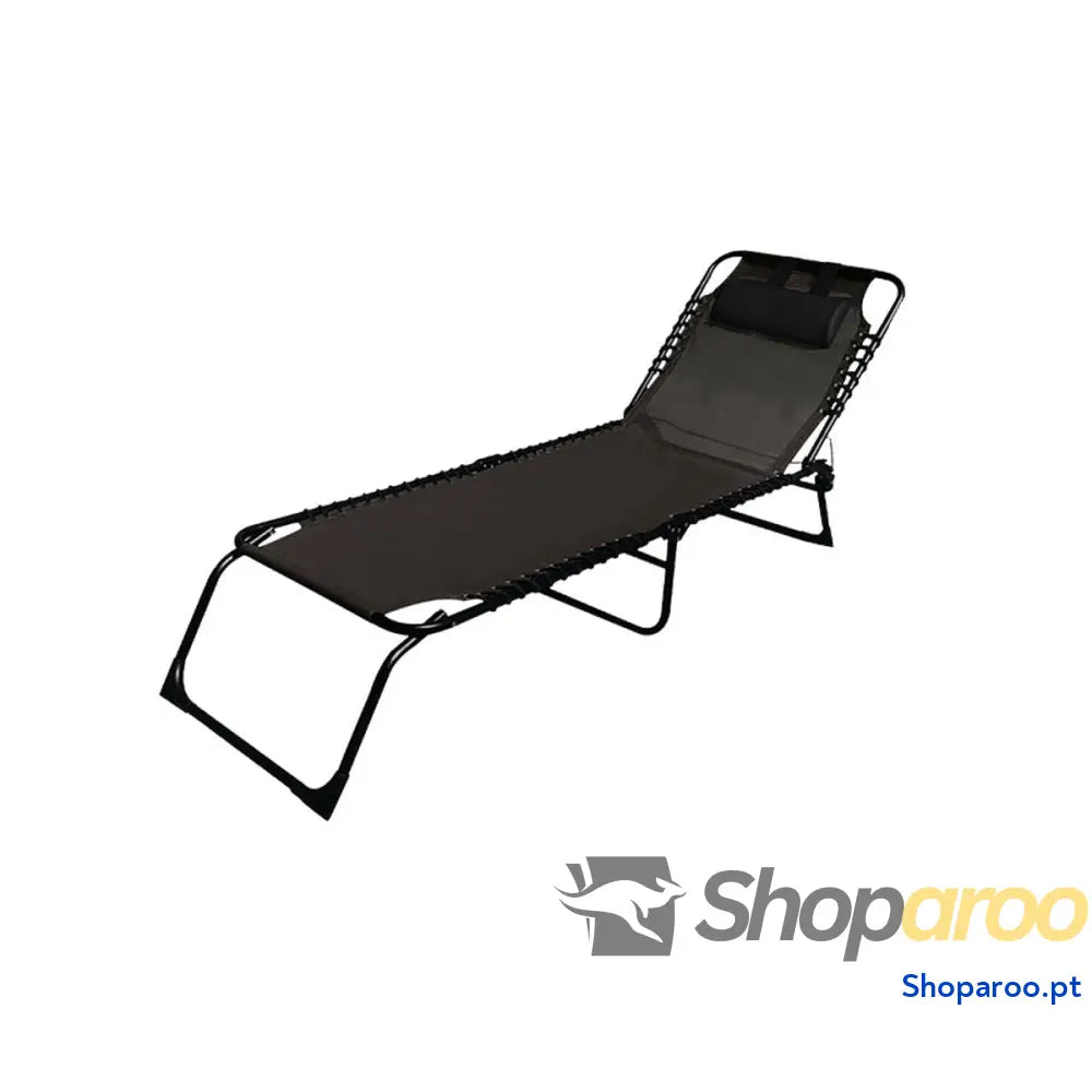 Marbueno Cadeira de Jardim Dobrável Aço com Almofada e Piscina 190X58X27 cm Preta 10004