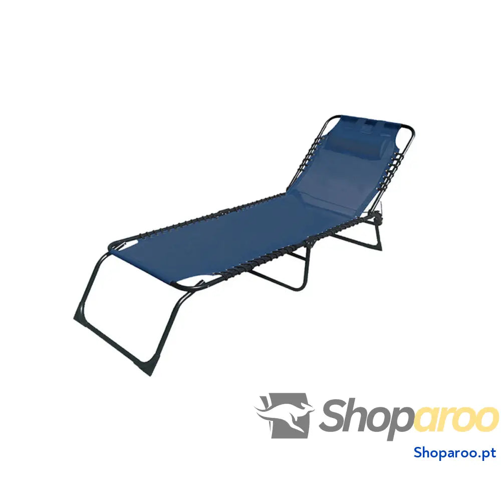 Marbueno Cadeira de Jardim e Piscina Dobrável de Aço Com Almofada Azul 190X58X27 cm 10003