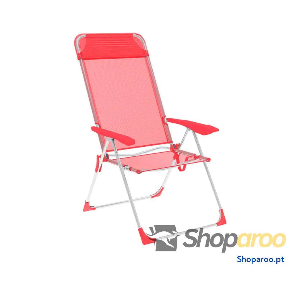 Marbueno Cadeira Dobrável 5 Posições Alumínio com Almofada Coral Praia e Piscina 69X58X110 cm 10360