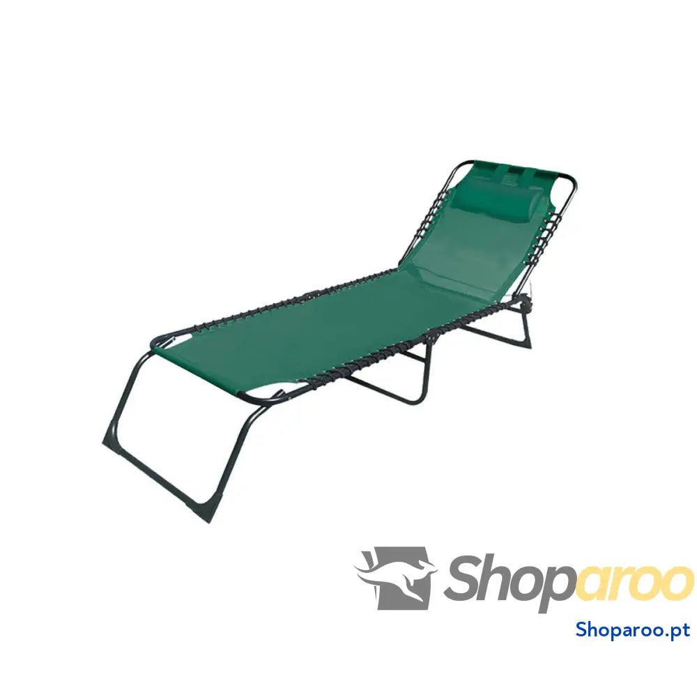 Marbueno Cadeira Dobrável Aço com Almofada Jardim e Piscina 190X58X27 cm Verde 10002