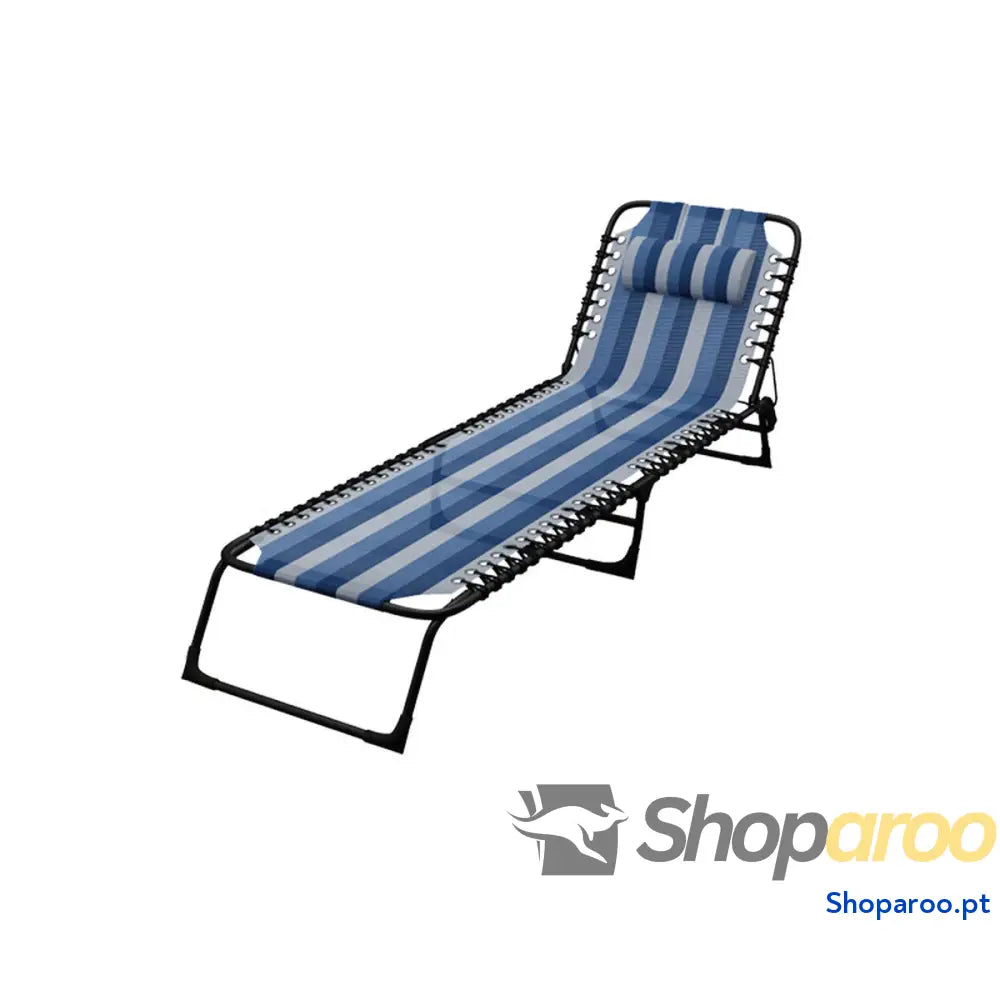 Marbueno Cadeira Dobrável Aço Com Almofada Jardim e Piscina 190X58X27 cm Listras Azuis 10171