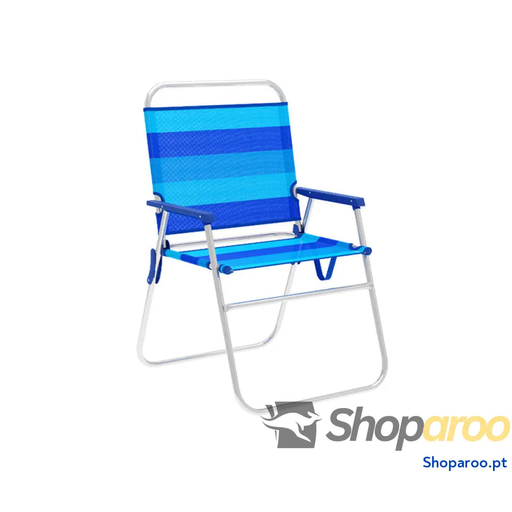 Marbueno Cadeira Dobrável Alumínio com Almofada Listras Azuis Praia e Piscina 52X56X80 cm 10244
