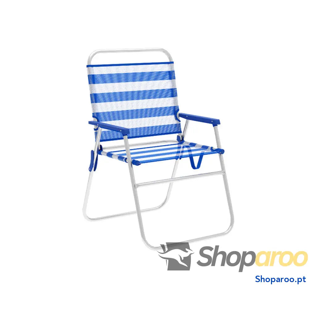Marbueno Cadeira Dobrável Alumínio Listras Azul e Branco Praia e Piscina 52X56X80 cm 10313