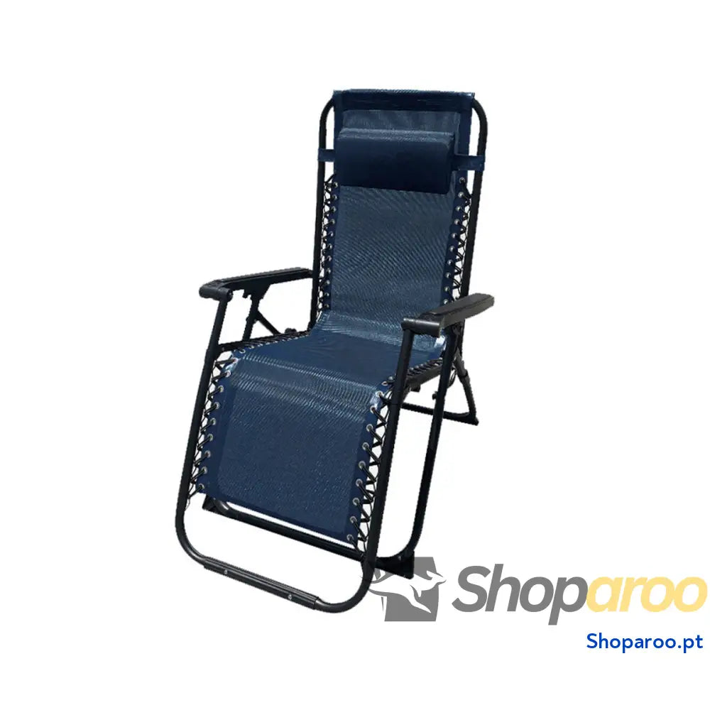 Marbueno Espreguiçadeira Dobrável Aço com Almofada Jardim e Piscina 90X66X108 cm Gravidade Zero Azul Escuro 10011