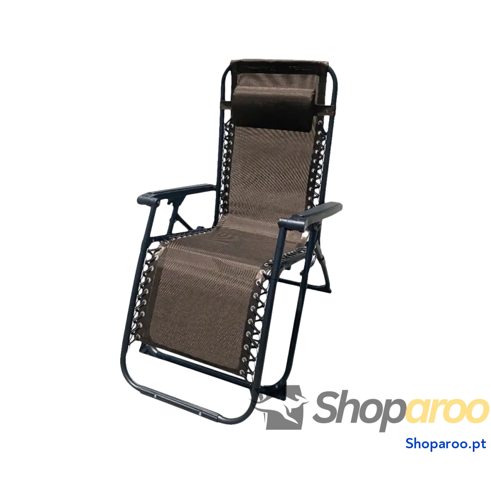 Marbueno Espreguiçadeira Dobrável Aço com Almofada Jardim e Piscina 90X66X108 cm Gravidade Zero Marrom 10007