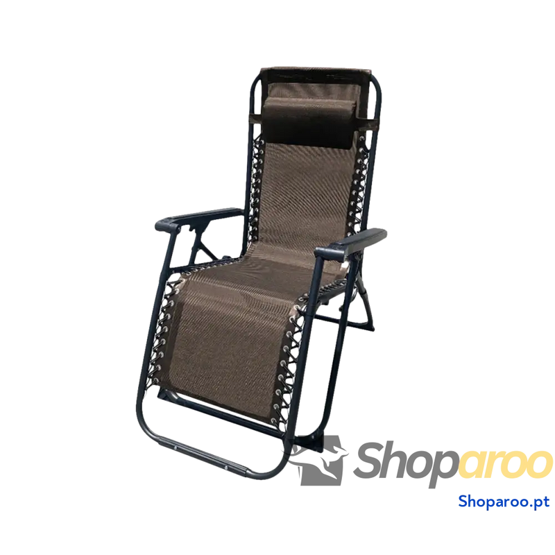 Marbueno Espreguiçadeira Dobrável Aço com Almofada Jardim e Piscina 90X66X108 cm Gravidade Zero Marrom 10007
