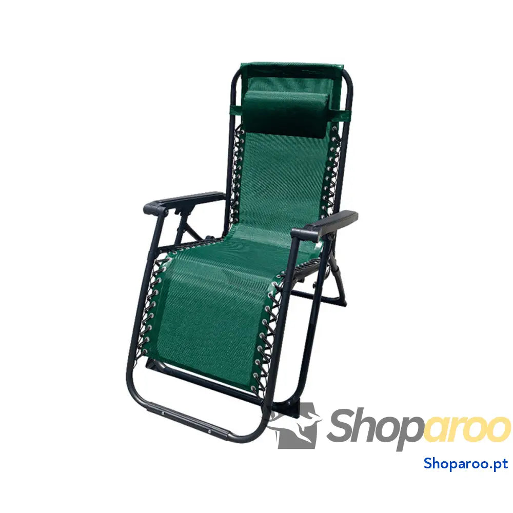 Marbueno Espreguiçadeira Dobrável Aço Com Almofada Jardim e Piscina 90X66X108 cm Gravidade Zero Verde 10008