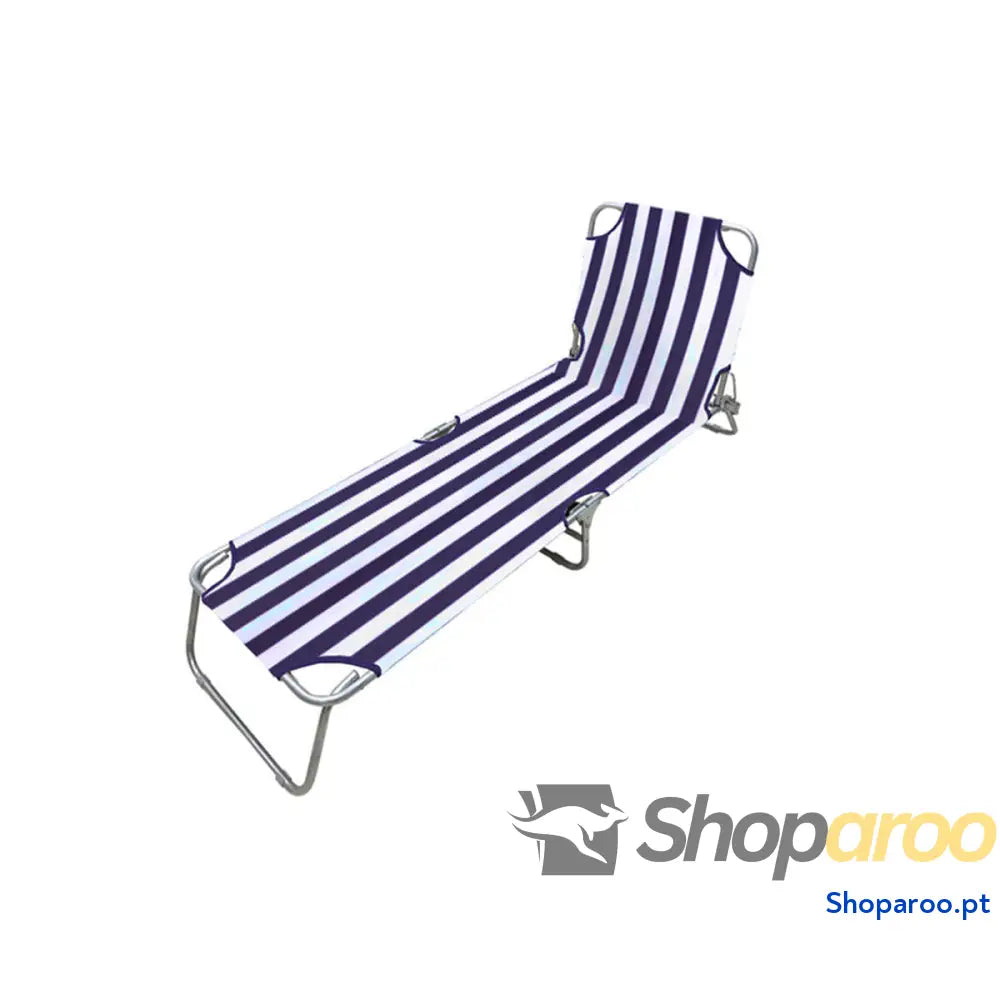 Marbueno Espreguiçadeira Dobrável Aço Listras Azuis e Brancas Praia e Piscina 187X55X24 cm 10020