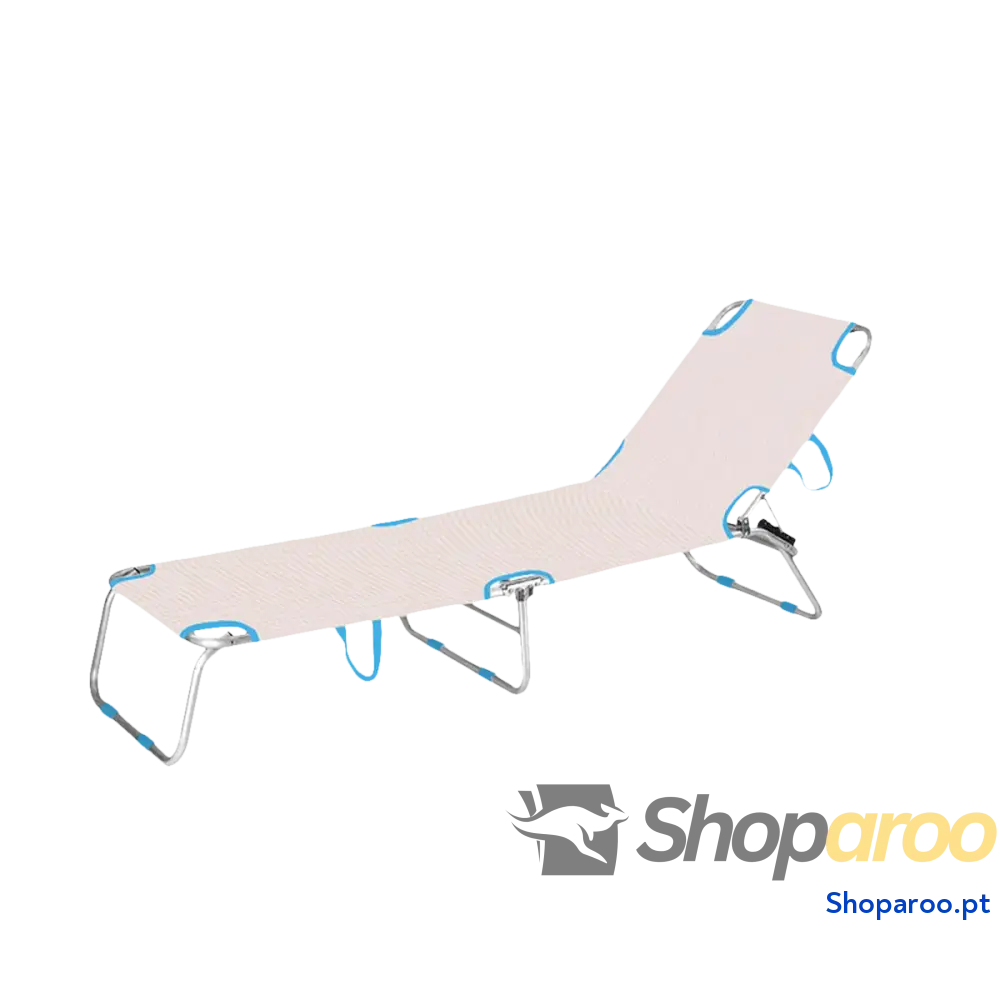 Marbueno Espreguiçadeira Dobrável Alumínio Bege/Azul Sortida Praia e Piscina 187X58X24 cm 10363