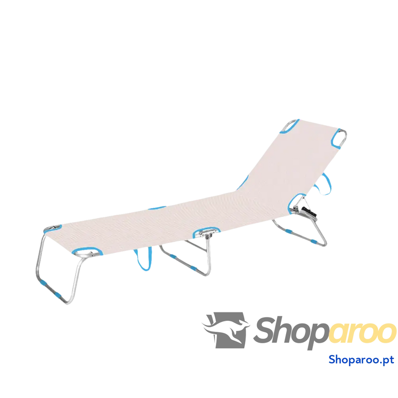 Marbueno Espreguiçadeira Dobrável Alumínio Bege/Azul Sortida Praia e Piscina 187X58X24 cm 10363