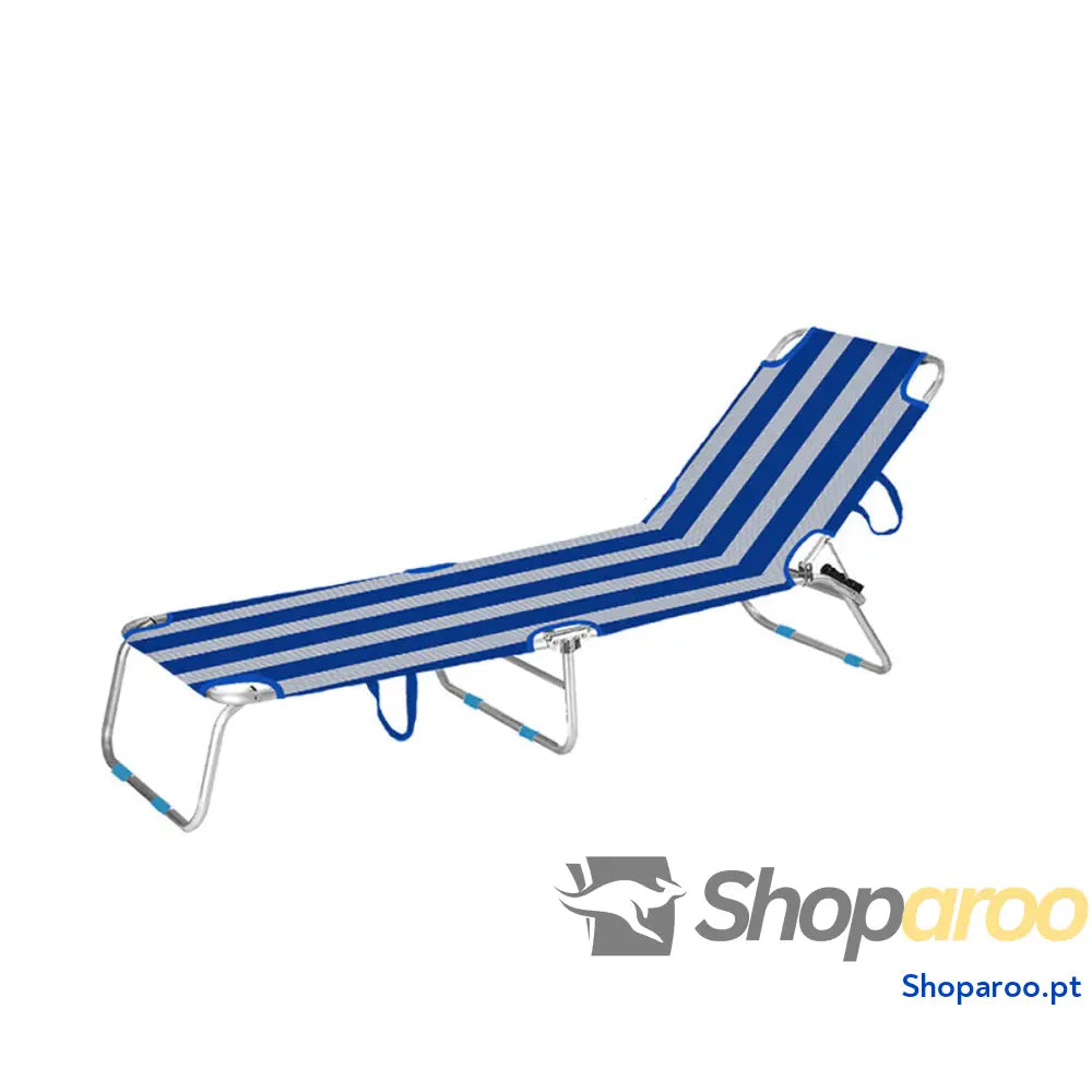 Marbueno Espreguiçadeira Dobrável Alumínio Listras Azuis e Brancas Praia e Piscina 187X58X24 cm 10364