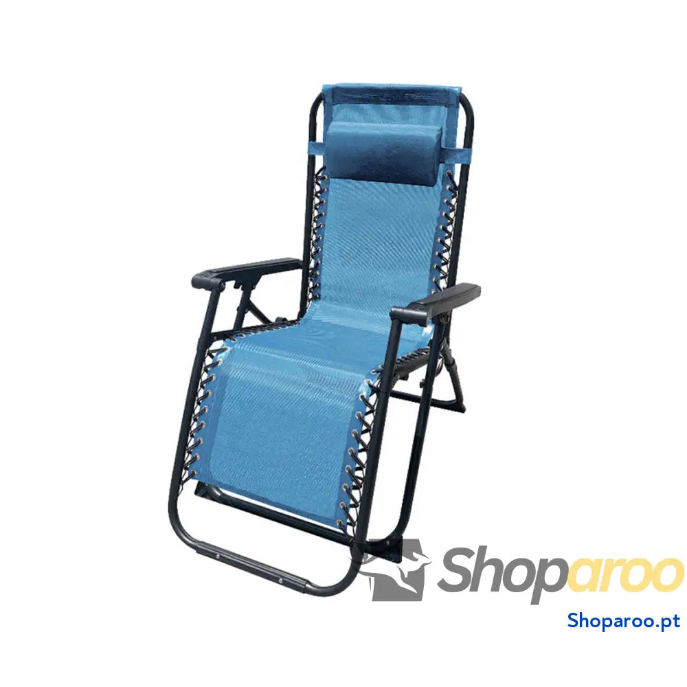 Marbueno Espreguiçadeira Dobrável de Aço com Almofada para Jardim e Piscina 90x66x108 cm Azul 10345