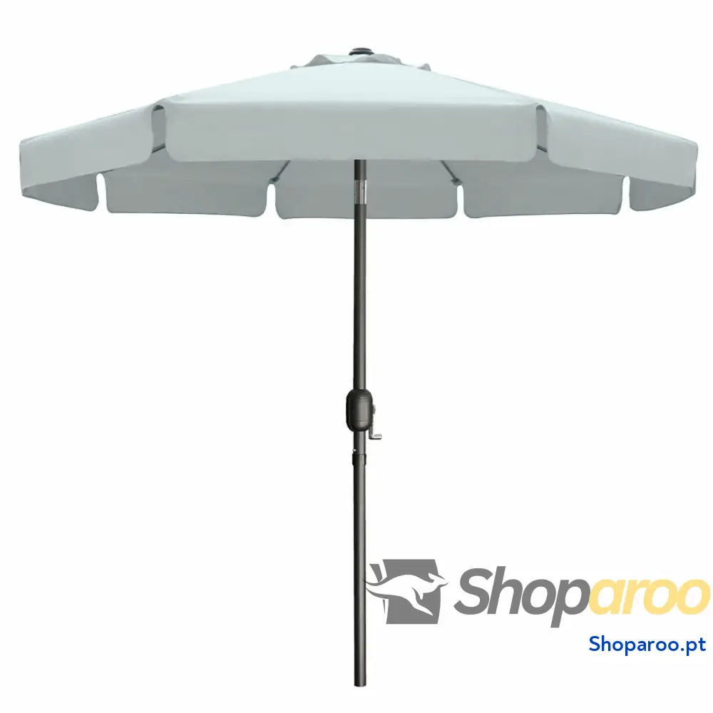 Marbueno Sombrinha Aço 8 Varas D300 cm Poliéster Branco Jardim, Piscina, Terraço