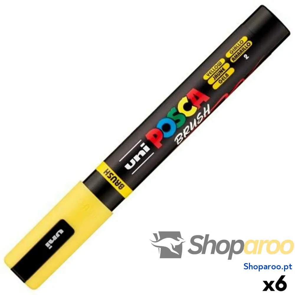 Marcador BRUSH POSCA PC-5BR Amarelo (6 Unidades)