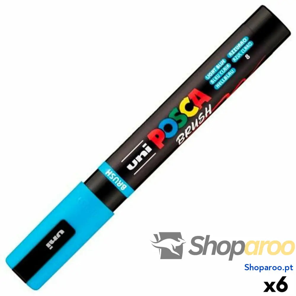 Marcador BRUSH POSCA PC-5BR Azul Claro (6 Unidades)