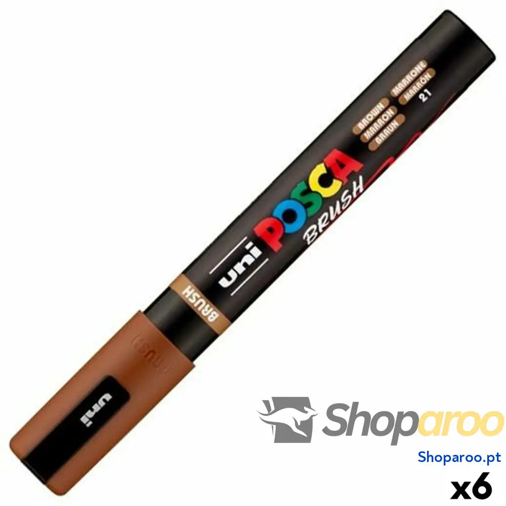 Marcador BRUSH POSCA PC-5BR Castanho (6 Unidades)
