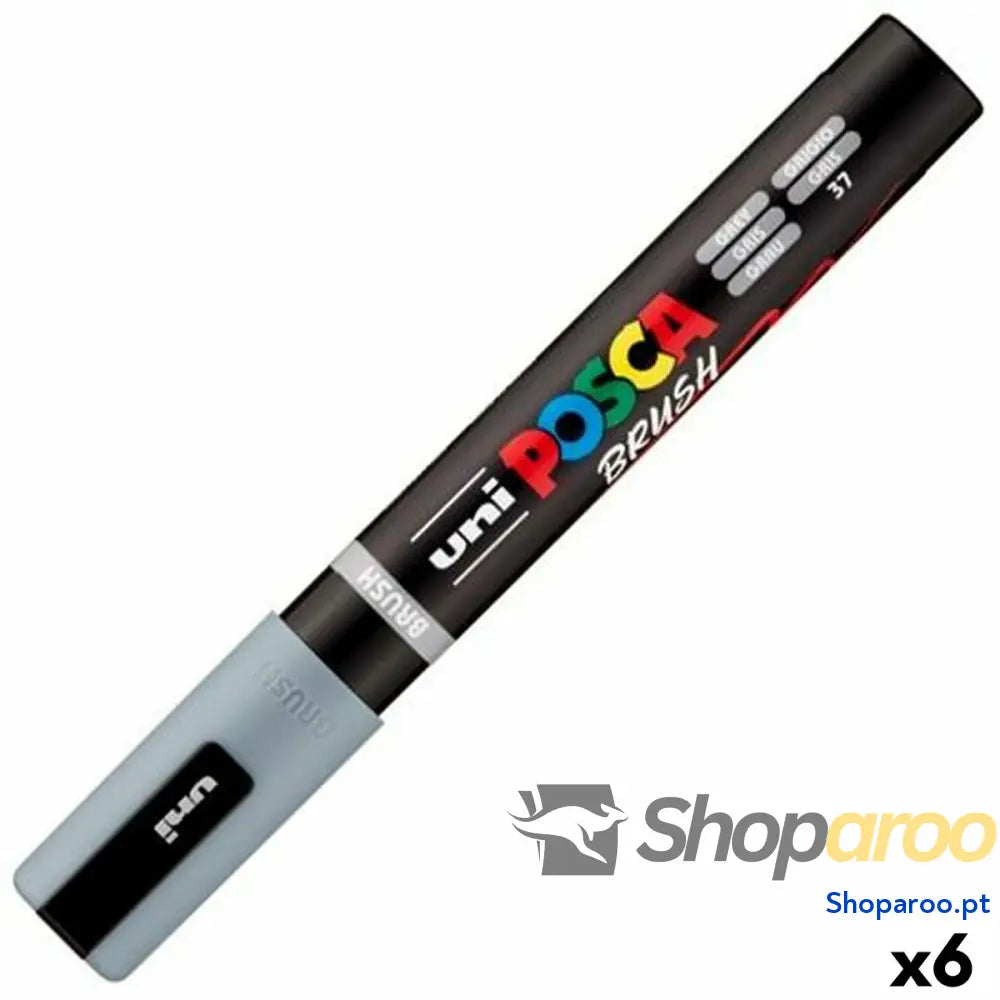 Marcador BRUSH POSCA PC-5BR Cinzento (6 Unidades)