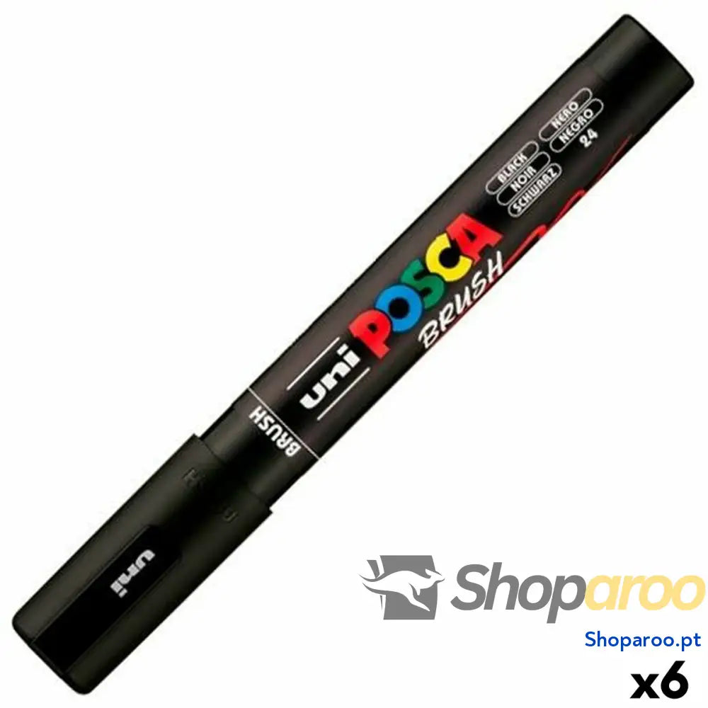Marcador BRUSH POSCA PC-5BR Preto (6 Unidades)