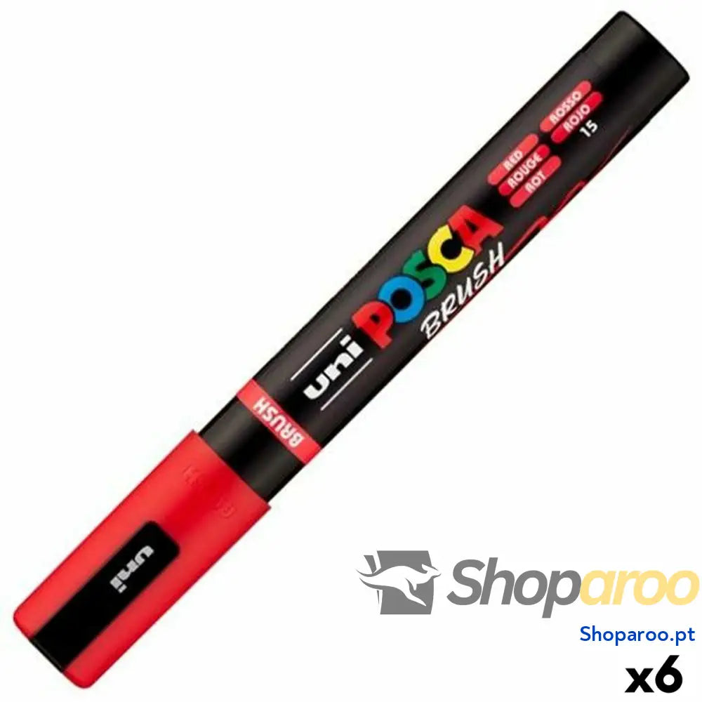 Marcador BRUSH POSCA PC-5BR Vermelho (6 Unidades)