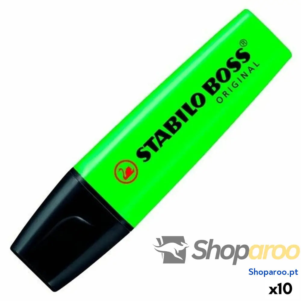 Marcador Fluorescente Stabilo Boss Verde Preto/Verde 10 Peças (10 Unidades) (1 Unidade)