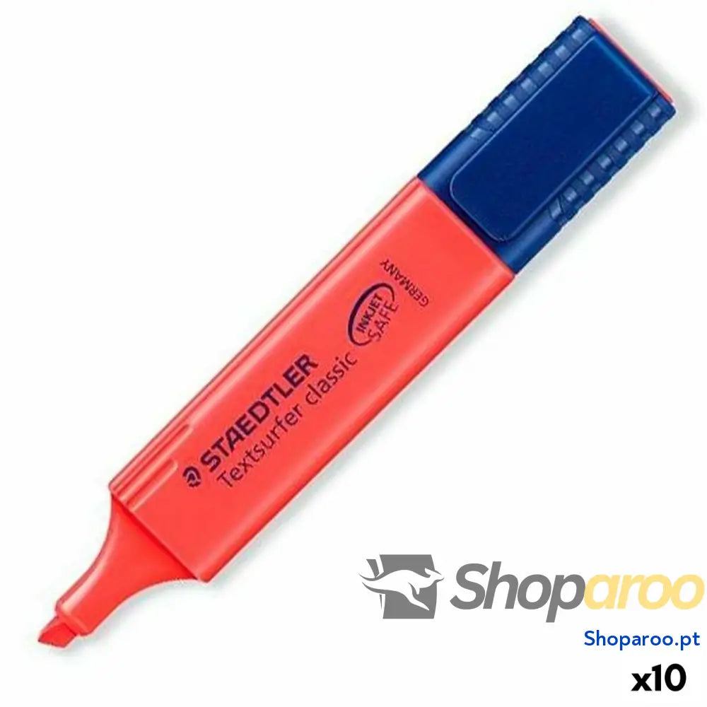 Marcador Fluorescente Staedtler Textsurfer Classic Vermelho 10 Unidades