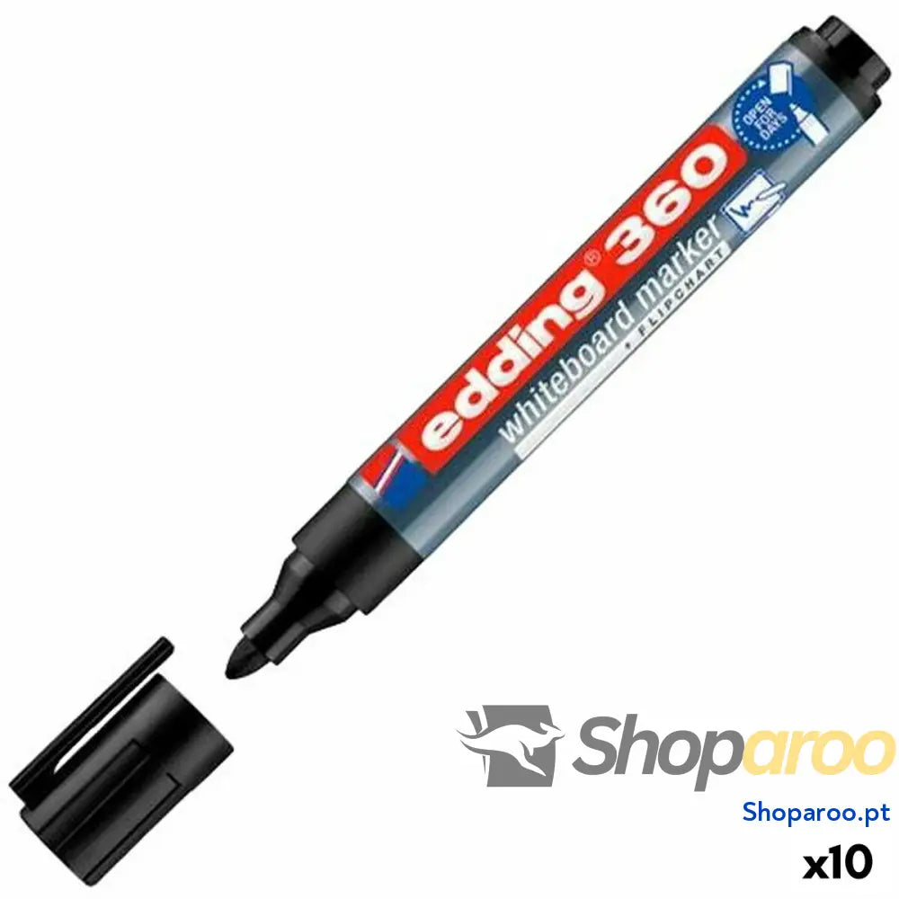 Marcador para Quadro Edding 360 Recarregável Preto (10 Unidades)