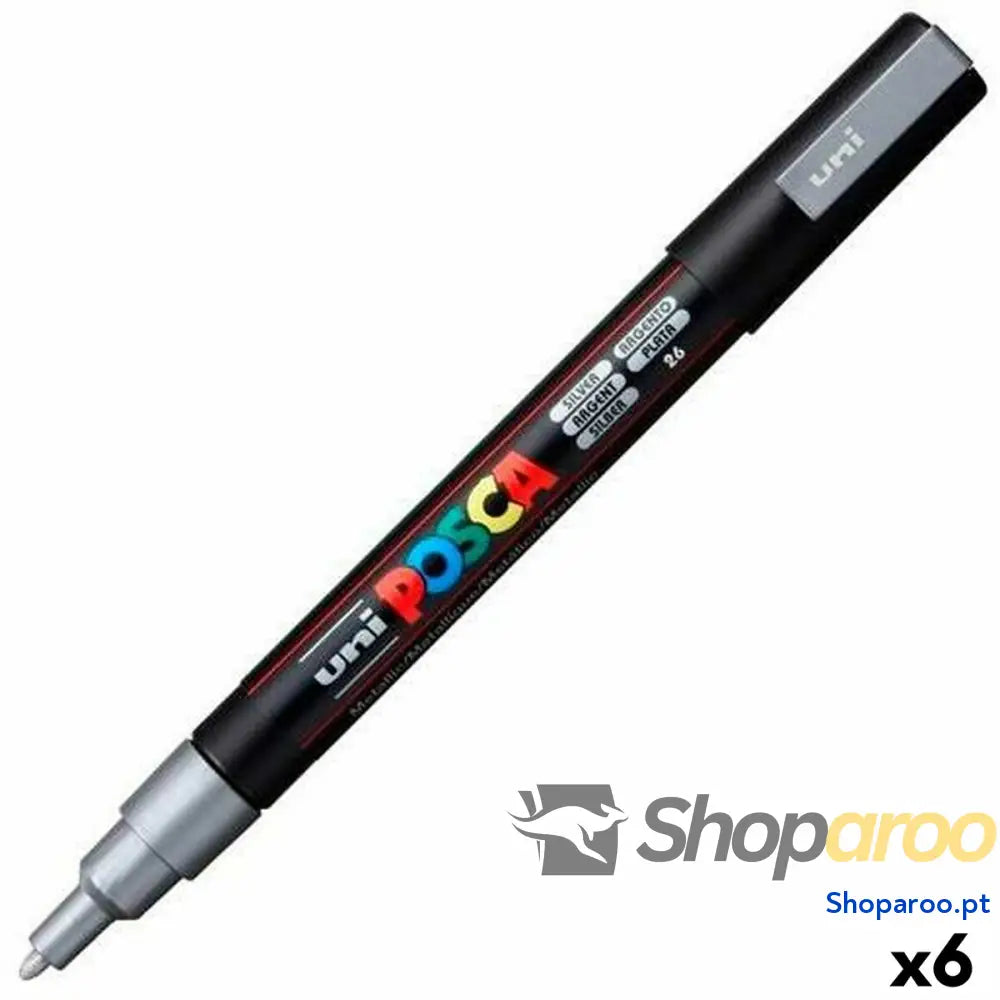 Marcador POSCA PC-3M Prateado (6 Unidades)