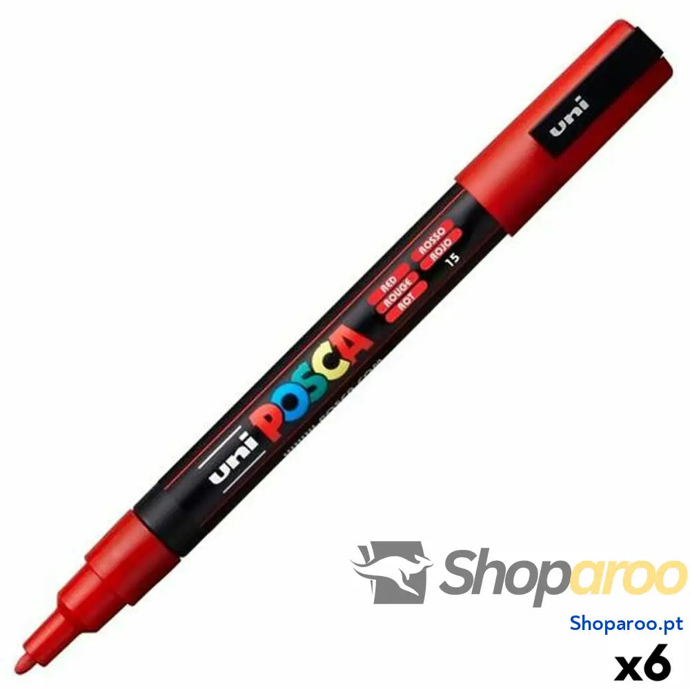 Marcador POSCA PC-3M Vermelho (6 Unidades)