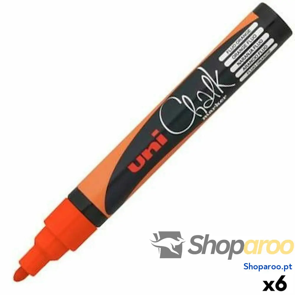 Marcadores de giz líquido Uni-Ball PWE-5M Fluor Laranja (6 Unidades)