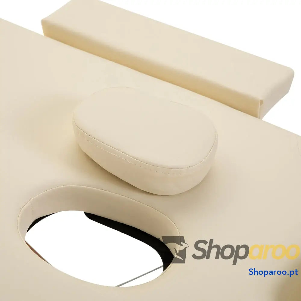 Marquesa de Massagem Dobrável em Madeira Altura Ajustável Creme