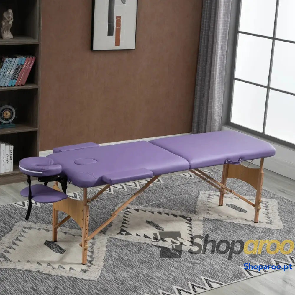 Marquesa de Massagem Dobrável em Madeira Altura Ajustável Creme